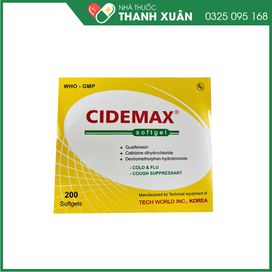 Cidemax thuốc điều trị các triệu chứng như ho có đờm, ho do họng và phế quản bị kích thích khi cảm lạnh thông thường hoặc khi hít phải chất gây kích ứng đường hô hấp